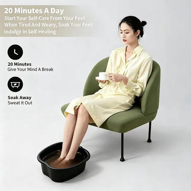 Alt view image 3 of 7 - Foot Soaking Tub Large Size Foot Basin Sturdy Soaking Feet Bucket Massager Tub Exfoliation Callus Pedicure Foot Spa Bath Bucket for Women and Men (Black), 15*13*6 Inch