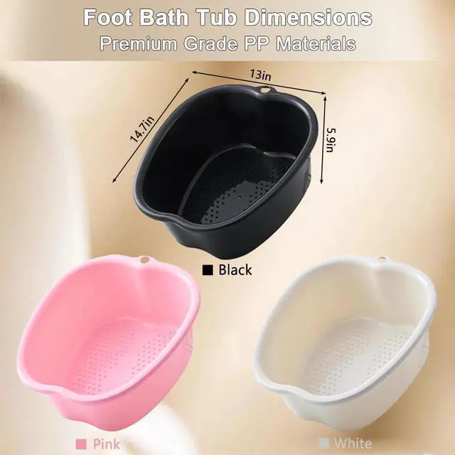 Alt view image 6 of 7 - Foot Soaking Tub Large Size Foot Basin Sturdy Soaking Feet Bucket Massager Tub Exfoliation Callus Pedicure Foot Spa Bath Bucket for Women and Men (Black), 15*13*6 Inch