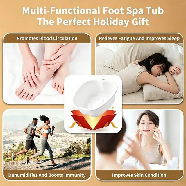 Alt view image 7 of 7 - Foot Soaking Tub Large Size Foot Basin Sturdy Soaking Feet Bucket Massager Tub Exfoliation Callus Pedicure Foots Spa Bath Bucket for Women and Men (White)