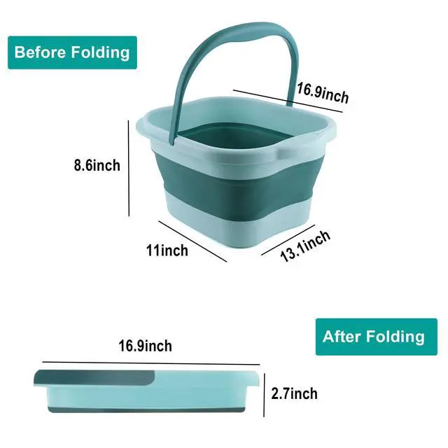 Alt view image 2 of 7 - Foot Bath 15L(4 GL) Collapsible Foot Soak Tub with Handle, Foot Spa Bath Massager Foot Soaking for Dry Cracked Feet, Plastic Foot Bucket