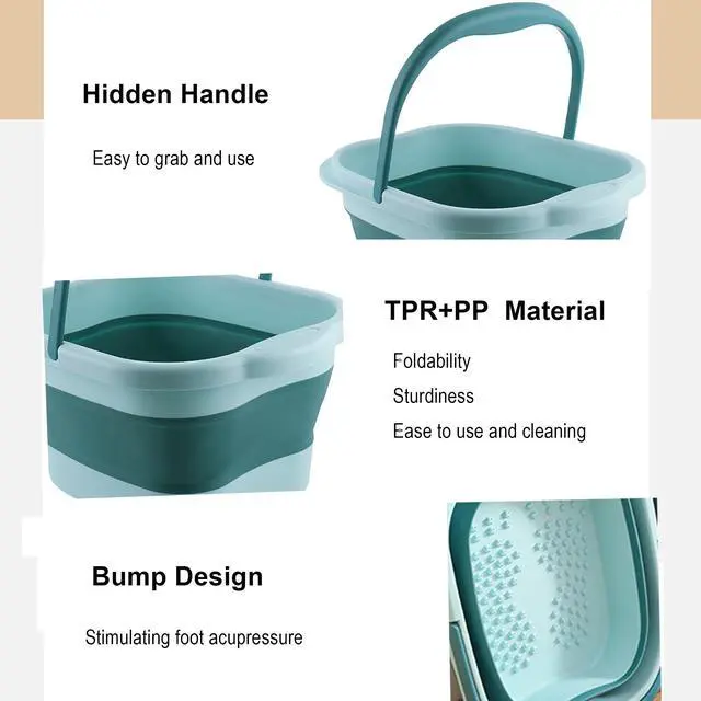 Alt view image 6 of 7 - Foot Bath 15L(4 GL) Collapsible Foot Soak Tub with Handle, Foot Spa Bath Massager Foot Soaking for Dry Cracked Feet, Plastic Foot Bucket