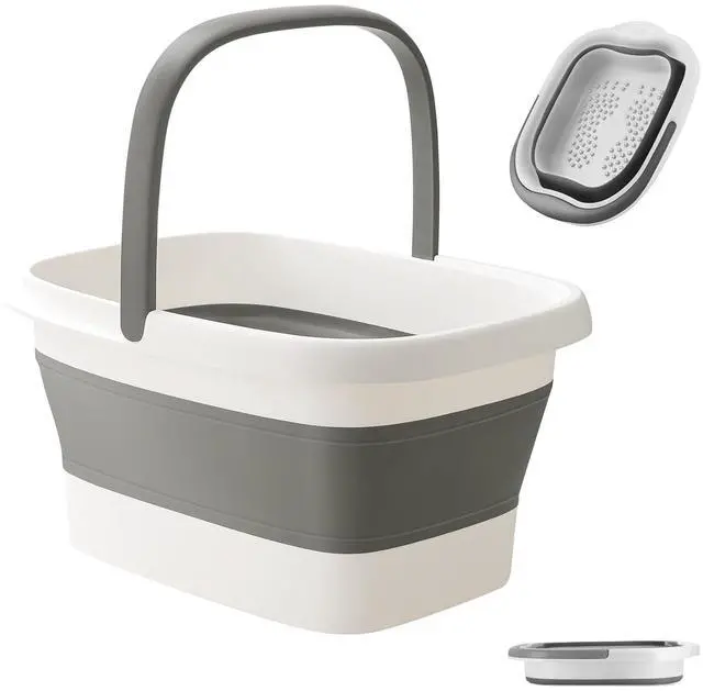 Main image of Collapsible Foot Bath Basin for Soaking Feet, Foot Soak Tub, Plastic Foot Bucket with Handles and Massage Acupoint for Pain Relief,Pedicure,Home Spa Treatment (White)