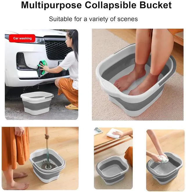 Alt view image 7 of 7 - Collapsible Foot Bath Basin for Soaking Feet, Foot Soak Tub, Plastic Foot Bucket with Handles and Massage Acupoint for Pain Relief,Pedicure,Home Spa Treatment (White)