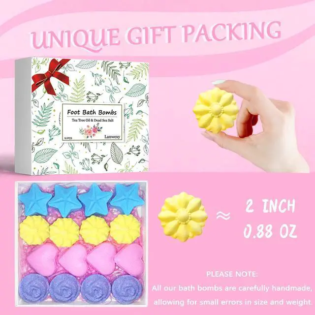 Alt view image 5 of 7 - Bath Foot Bombs, 16 Pack Foot Soak with Bath Salt and Tea Tree Oil for Christmas. Organic Natural Handmade Aroma Pure Essential Oil Bubble Feet Balls for Foot Callus, Stubborn Feet Odor Scent.