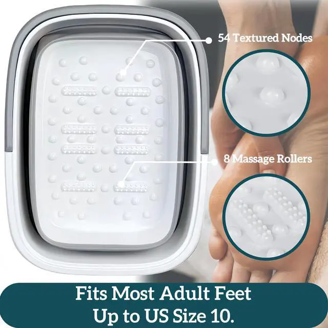 Alt view image 3 of 7 - Collapsible Foot Bath with Massage Nodes, 4 Gal Foot Soaking Tub | Fits Most Adult Feet up to Size 10, Foldable Design, Built-In Handles, Home, Travel & RV