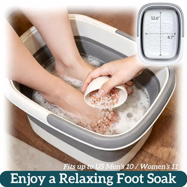 Alt view image 4 of 7 - Collapsible Foot Bath with Massage Nodes, 4 Gal Foot Soaking Tub | Fits Most Adult Feet up to Size 10, Foldable Design, Built-In Handles, Home, Travel & RV