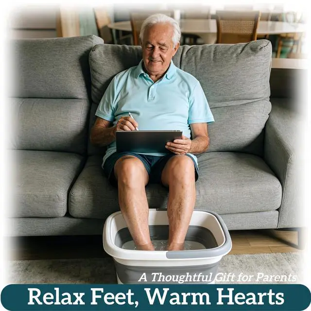 Alt view image 6 of 7 - Collapsible Foot Bath with Massage Nodes, 4 Gal Foot Soaking Tub | Fits Most Adult Feet up to Size 10, Foldable Design, Built-In Handles, Home, Travel & RV
