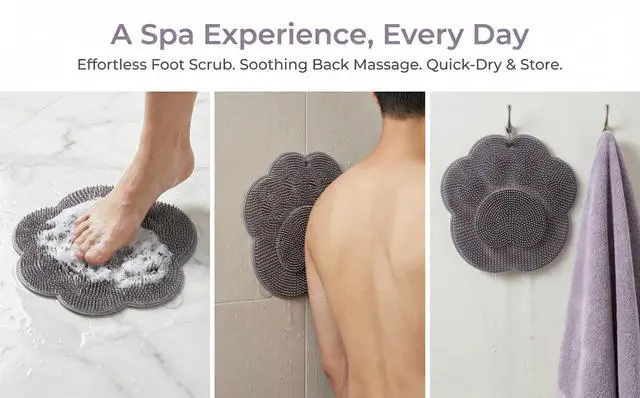 Alt view image 6 of 7 - Foot Scrubber Mat for Use in Shower - Shower Foot Cleaner Dead Skin, Foot Massager Spa Mat for Men & Women to Soothe Achy Feet, Non Slip Suction Cups