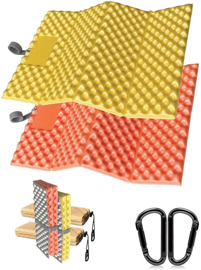 Main image of Foam Hiking Seat, Sit Pad, Sit Pads for Backpacking, Seat Cushion with Carabiner Clips, Carry Bag, Waterproof Foam Seat for Camping, Hiking, Outdoor, Orange/Yellow