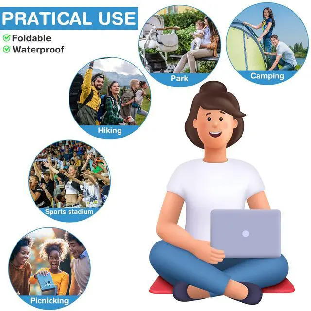 Alt view image 5 of 6 - 6 Pcs Camping Cushion Hiking Seat Pad Small Foldable Waterproof Foam Mat with Storage Bag to Sit on Bleacher Ultralight Foam Sitting Pad for Outdoor Picnic Trekking Stadium Travel 15x11 Inch 6 Colors