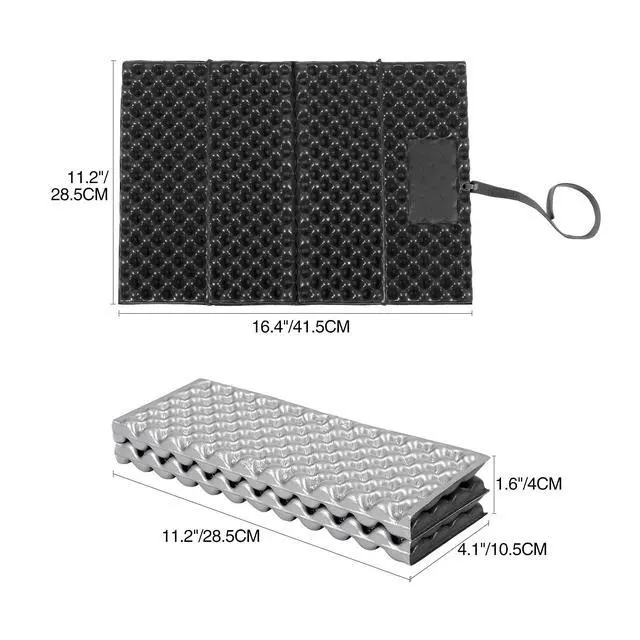 Alt view image 2 of 7 - Ultralight Foam Backpacking Sit Pad, Foldable Waterproof Z Hiking Sitting Pad Insulated Stadium Seat Cushion with Strap for Outdoor Camping Picnic, Black 2pc