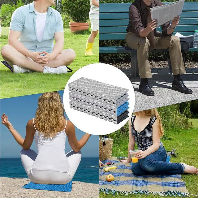 Alt view image 7 of 7 - Ultralight Foam Backpacking Sit Pad, Foldable Waterproof Z Hiking Sitting Pad Insulated Stadium Seat Cushion with Strap for Outdoor Camping Picnic, Black 2pc