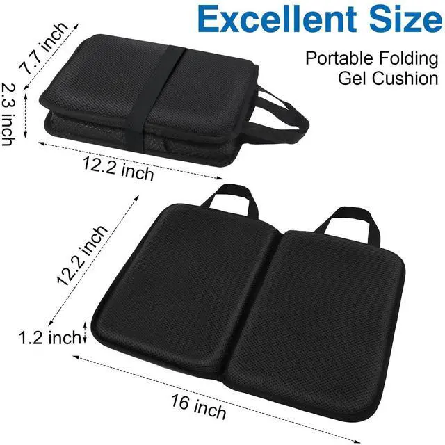 Alt view image 2 of 6 - Gel Travel Seat Cushion Portable Airplane & Stadium Cushion 16.5" x 12" Gel Grid Design for Ultimate Comfort Foldable Cushions for Commute, Airplanes, Camping, Bleachers