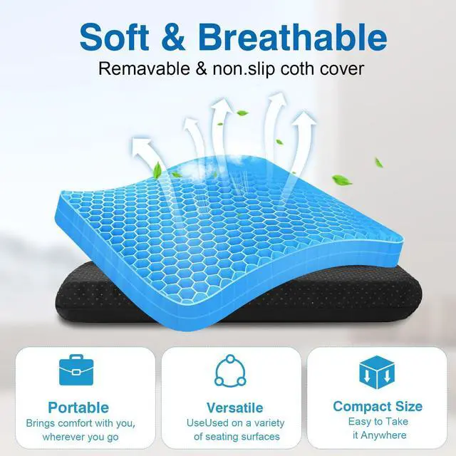Alt view image 3 of 6 - Gel Travel Seat Cushion Portable Airplane & Stadium Cushion 16.5" x 12" Gel Grid Design for Ultimate Comfort Foldable Cushions for Commute, Airplanes, Camping, Bleachers