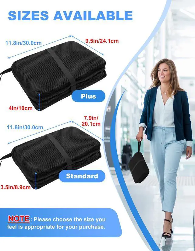 Alt view image 3 of 7 - Portable Airplane Seat Cushion Foldable Seat Cushion for Travel | Thickened Cushion, Carrying Handle, Breathable Fabric, Washable Mesh Cover, Anti-Slip bottom, Lightweight for Flight Bleacher
