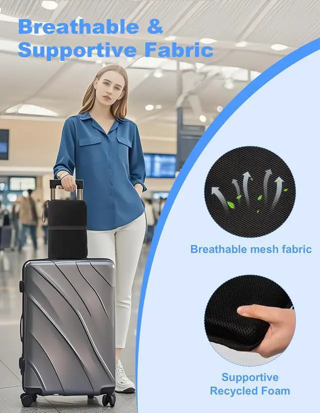 Alt view image 4 of 7 - Portable Airplane Seat Cushion Foldable Seat Cushion for Travel | Thickened Cushion, Carrying Handle, Breathable Fabric, Washable Mesh Cover, Anti-Slip bottom, Lightweight for Flight Bleacher