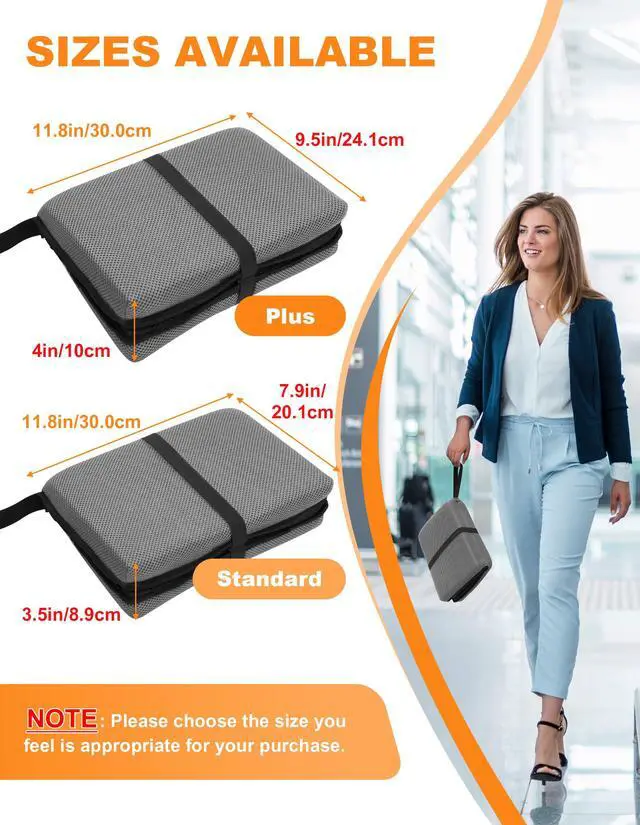 Alt view image 3 of 7 - Portable Airplane Seat Cushion Foldable Seat Cushion for Travel | Thickened Cushion, Carrying Handle, Breathable Fabric, Washable Mesh Cover, Anti-Slip bottom, Lightweight for Flight Bleacher