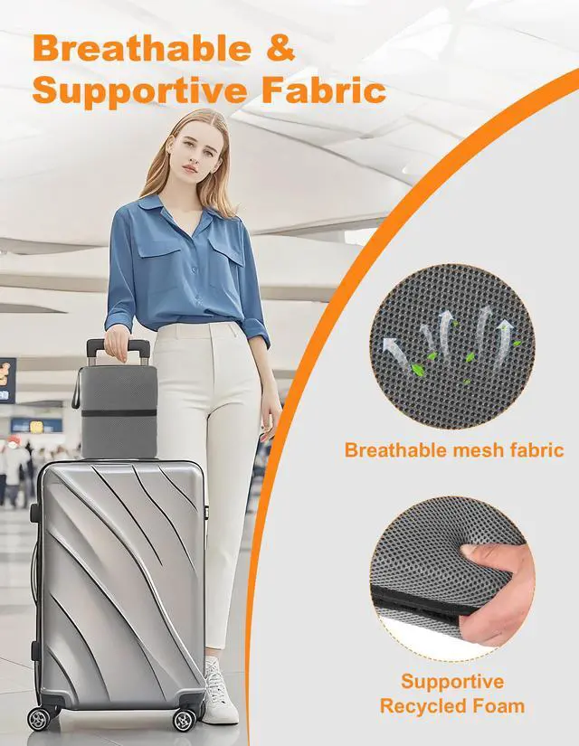 Alt view image 4 of 7 - Portable Airplane Seat Cushion Foldable Seat Cushion for Travel | Thickened Cushion, Carrying Handle, Breathable Fabric, Washable Mesh Cover, Anti-Slip bottom, Lightweight for Flight Bleacher