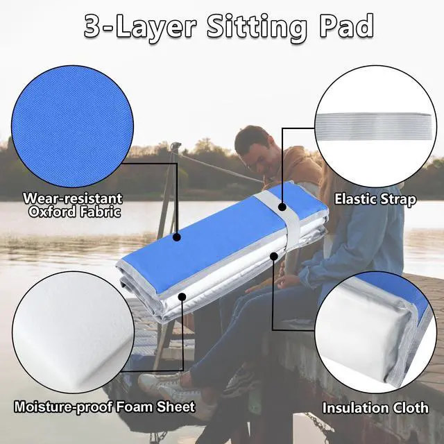 Alt view image 2 of 7 - 2 Pcs Foldable Sitting Pad Seat Cushion Portable Sitting Mat Foam Camping Sit Cushion Insulated Sitting Pad Hiking Sitting Mat Waterproof Seating Mat with Strap for Travel Picnic Hiking Fishing