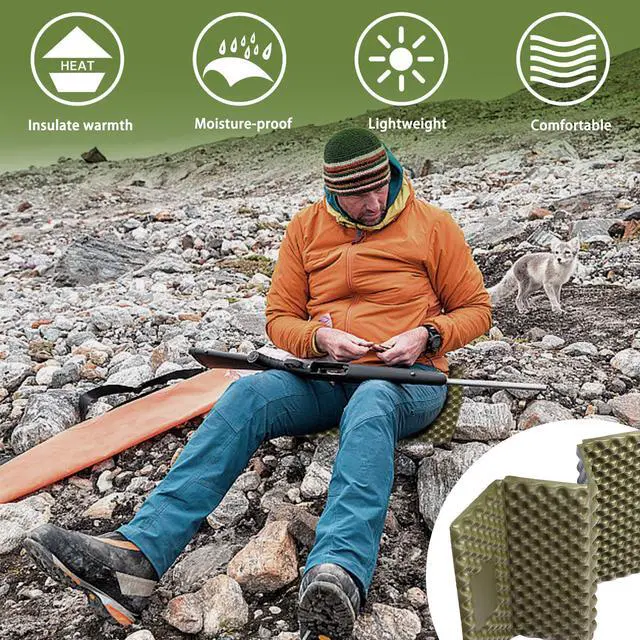 Alt view image 2 of 6 - 2 Pcs Waterproof Foldable Hunting Mat, Lightweight Foam Hunting Sitting Pad | Portable Hiking Sitting Seat Cushion with Straps for Outdoor Hunting Camping Tree Stand Accessories