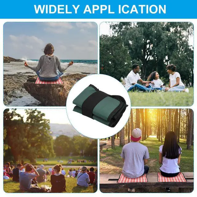 Alt view image 5 of 6 - 15"x11" Outdoor Sitting Mat, Waterproof Oxford Cloth Seat Cushion Folding Foam Mini Camping Seat for Picnic Camping Hiking Beach, Dark Green