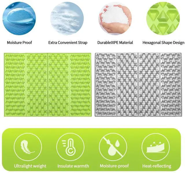 Alt view image 3 of 7 - Stadium Seat Pad, Foam Sitting Pad Mat, Diamond Foldable Camping Seat Cushion for Bleachers, Outdoor Hiking, Backpacking, Picnic, Fishing, Concert,Mountaineering