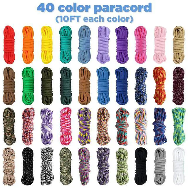 Alt view image 2 of 7 - 40 Colors Paracord Bracelet Kit, 10 Feet Paracord 550 | Complete Accessories for Making Bracelets, Lanyards, Dog Collar