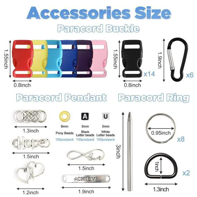 Alt view image 4 of 7 - 40 Colors Paracord Bracelet Kit, 10 Feet Paracord 550 | Complete Accessories for Making Bracelets, Lanyards, Dog Collar