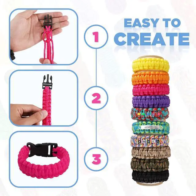 Alt view image 5 of 7 - 40 Colors Paracord Bracelet Kit, 10 Feet Paracord 550 | Complete Accessories for Making Bracelets, Lanyards, Dog Collar