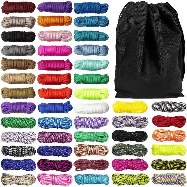 Main image of 52 Colors Paracord Set, 4mm Paracord 550 Multifunctional Paracord Bracelets Nylon Paracord Rope with Storage Bag for DIY Bracelet, Key Ring, Dog Collar, Outdoor Activities Parachute Cord