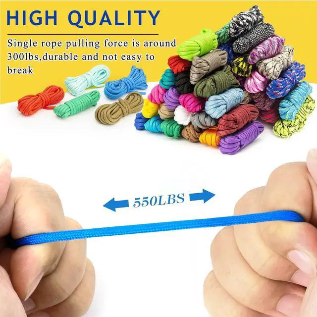 Alt view image 3 of 6 - 52 Colors Paracord Set, 4mm Paracord 550 Multifunctional Paracord Bracelets Nylon Paracord Rope with Storage Bag for DIY Bracelet, Key Ring, Dog Collar, Outdoor Activities Parachute Cord