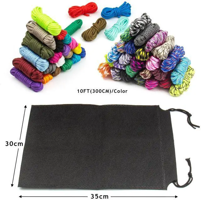 Alt view image 5 of 6 - 52 Colors Paracord Set, 4mm Paracord 550 Multifunctional Paracord Bracelets Nylon Paracord Rope with Storage Bag for DIY Bracelet, Key Ring, Dog Collar, Outdoor Activities Parachute Cord