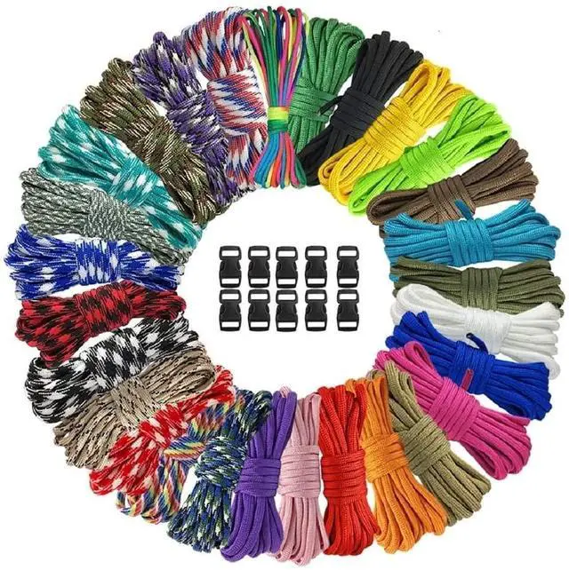 Main image of 56Pcs 28 Color 10 Ft Paracord Cord 550 Bracelets Kit Crafting | Multifunction Ropes, Buckles Lanyards, Keychain Survival, Rope DIY, Manual Braiding, Supplies, Living Room Accessory
