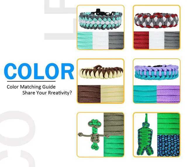 Alt view image 3 of 6 - 36 Colors 10ft Paracord 550 Combo kit, Paracord Bracelets Making kit - Multifunction Paracord Rope with Instruction for Making Lanyard, Dog Collar, Idea for Gift (36 Colors A)