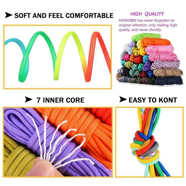 Alt view image 4 of 6 - 36 Colors 10ft Paracord 550 Combo kit, Paracord Bracelets Making kit - Multifunction Paracord Rope with Instruction for Making Lanyard, Dog Collar, Idea for Gift (36 Colors A)