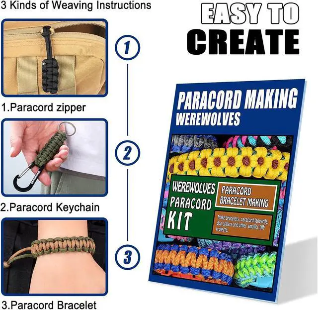 Alt view image 3 of 7 - 28 Colors Paracord with Instruction, 10 Feet Each Parachute | 550 Paracord Bracelet Kit Parachute Crafting Combo Kits 4mm Ropes for Keychain Bracelets Leashes Dog Collars