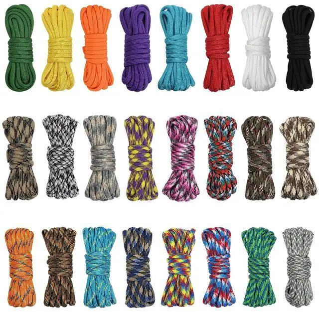 Main image of 24 Colors Paracord Cord Multifunction 550lb Paracord Crafting Kit | for Making Lanyards, Bracelets, Dog Collars and DIY Projects, 10 Feet