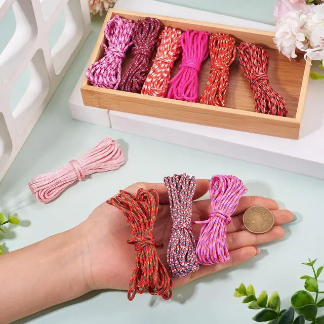 Alt view image 3 of 7 - 10 Colors 2mm Paracord Rope, 131ft Pink Red Paracord Cords for Bracelet Making Thin Braided Rope for Crafting DIY Jewelry Lanyards Collars Shoelace Keychain Making Multicolor Kit