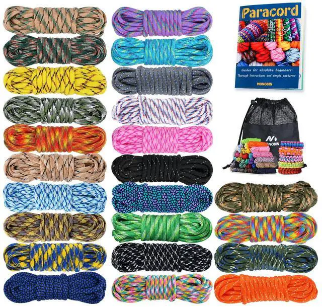 Main image of 24 Colors Paracord Kit with Instruction for Making Paracord Crafts | 550 Parachute Cord for Making Paracord Bracelets, Lanyard, Idea for GiftSuit for Elementary, Intermediate& Advanced levels