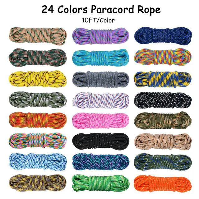 Alt view image 2 of 6 - 24 Colors Paracord Kit with Instruction for Making Paracord Crafts | 550 Parachute Cord for Making Paracord Bracelets, Lanyard, Idea for GiftSuit for Elementary, Intermediate& Advanced levels