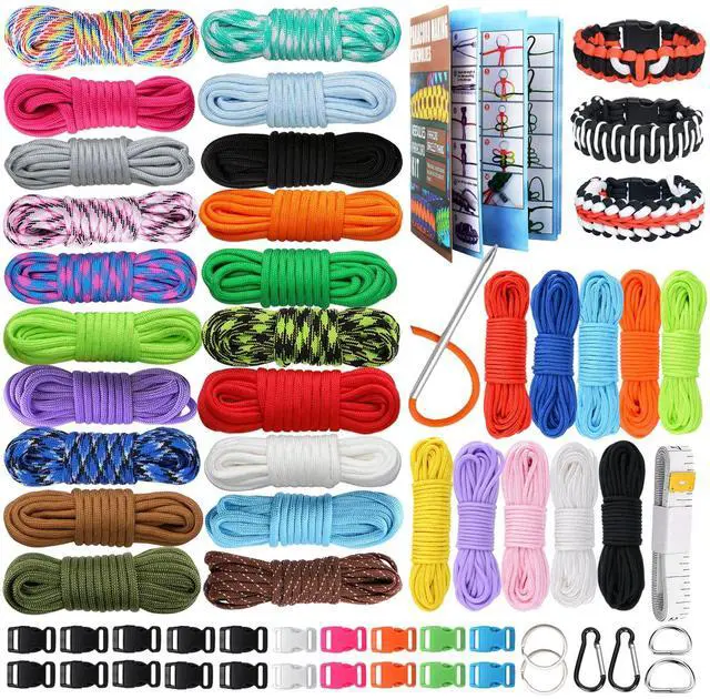 Main image of Paracord 550, 4MM Paracord 20 Colors & 2MM Micro Paracord Rope 10 Colors with Instructions Book, Paracord Bracelet Combo Crafting Kits, Parachute Cord and Complete Accessories (Fairy Tale)
