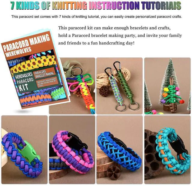 Alt view image 3 of 7 - Paracord 550, 4MM Paracord 20 Colors & 2MM Micro Paracord Rope 10 Colors with Instructions Book, Paracord Bracelet Combo Crafting Kits, Parachute Cord and Complete Accessories (Fairy Tale)