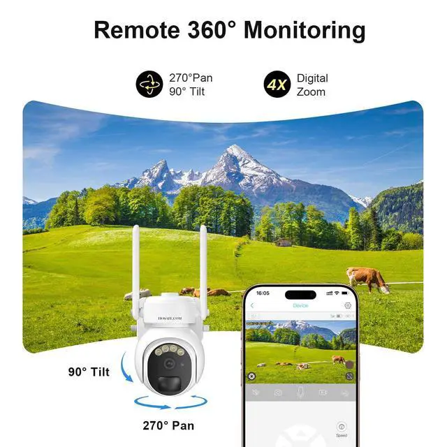 Alt view image 3 of 7 - 4G LTE Security Camera No Internet Needed, Free Cloud Storage, 2K HD Video | 360° PTZ Outdoor Camera, Solar Camera Outdoor Wireless, PIR Motion Detection, 2-Way Talk, Wall/Ceiling Mount, Waterproof