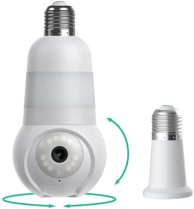 Main image of Light Bulb Security Camera Wireless Outdoor Indoor, 2K 360° Pan Tilt | Color Night Vision, Spotlight, 2.4&5GHz Wi-Fi, Porch Light Camera for Home Security, Not for Verizon Cellular Wi-Fi 6 Routers