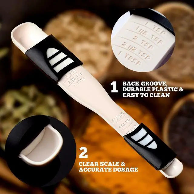 Alt view image 4 of 7 - Adjustable Measuring Spoon with Double End Adjustable Scale, 9 Stalls All in One Measuring Spoon, Wide Range of Measurements - Dry and Semi-Liquid Ingredients for Baking, Cooking