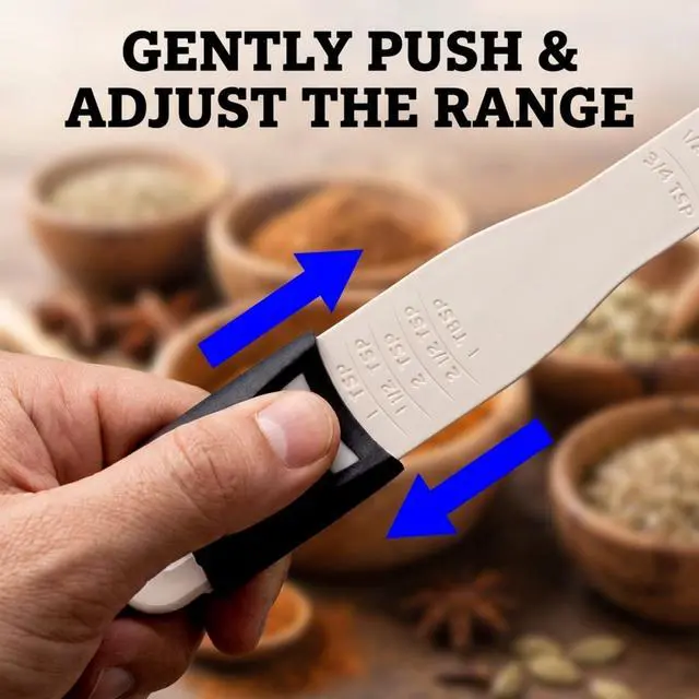 Alt view image 6 of 7 - Adjustable Measuring Spoon with Double End Adjustable Scale, 9 Stalls All in One Measuring Spoon, Wide Range of Measurements - Dry and Semi-Liquid Ingredients for Baking, Cooking