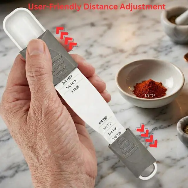 Alt view image 3 of 7 - Double End Adjustable Measuring Spoon AllinOne Kitchen Tool for Precise Dry & Liquid Ingredient Measurement, Baking & Cooking Essentials