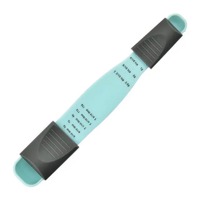 Alt view image 5 of 7 - Adjustable Measuring Spoons Set, Mint Green and Gray, Plastic Kitchen Tools with Scale Markings, Baking Utensils
