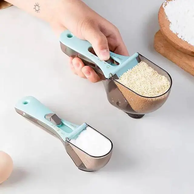 Alt view image 3 of 7 - 2Pcs Measuring Spoon Set, Adjustable, Dual Cup Design for Flour and Sugar, Kitchen Baking Tool/set for Dry/Liquid Ingredients & Pet Food