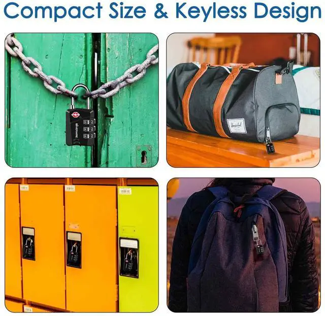 Alt view image 7 of 7 - 2 Pack TSA Approved Travel Luggage Locks, Metal Combination Lock, Alloy Keyless 3-Digit Padlocks, TSA Accepted Compatible Padlock for Gym Locker, Golf Bag Case, Backpack, Black